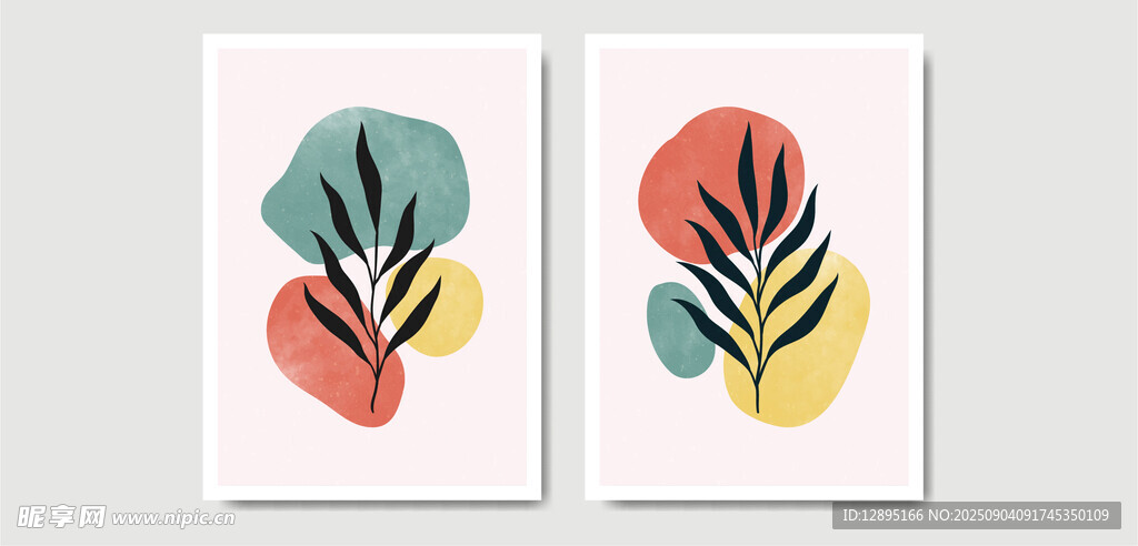 抽象几何叶子装饰画