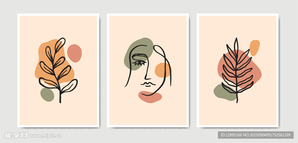 抽象植物人脸插画艺术