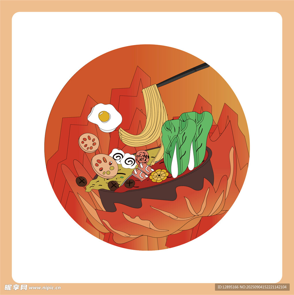 卡通风格的美味早餐场景