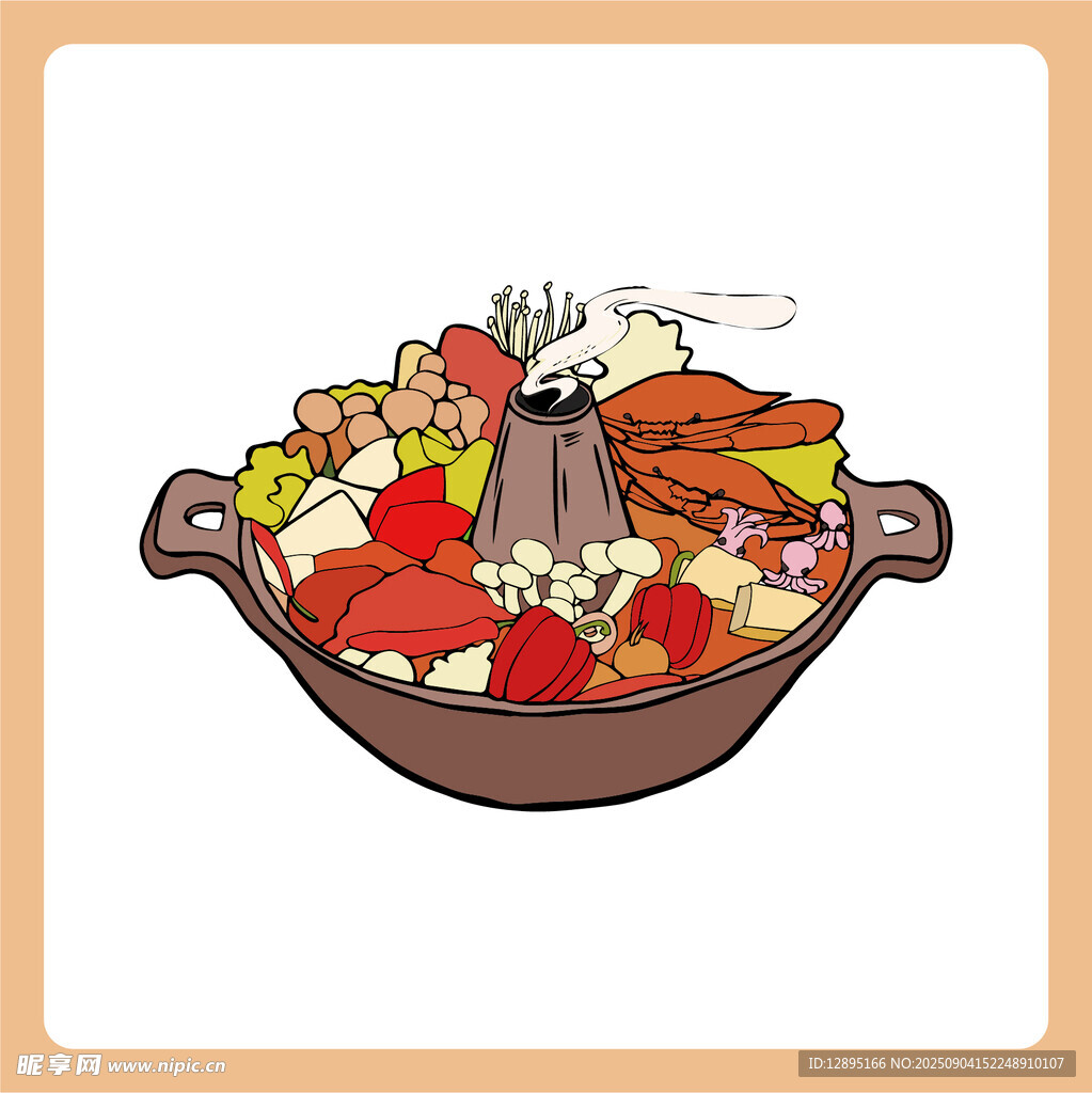 卡通风格美味火锅大杂烩