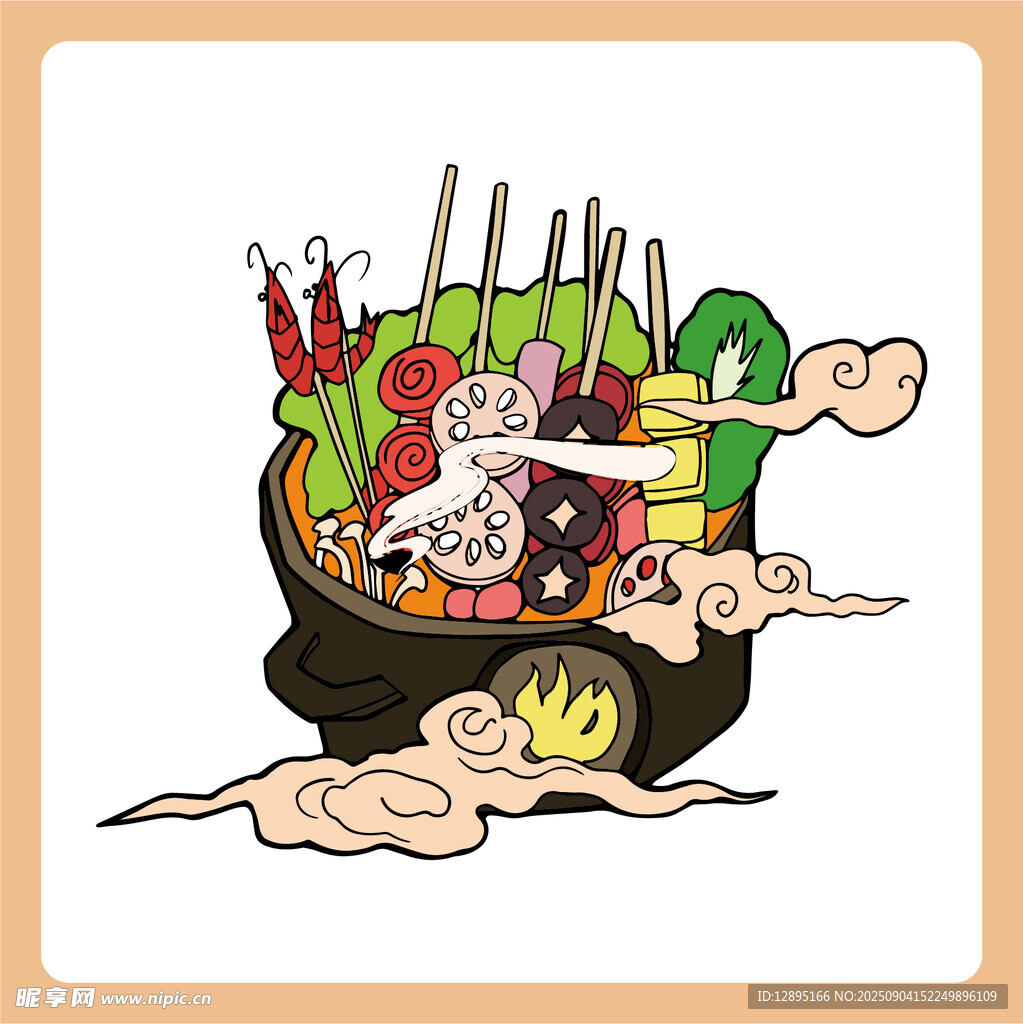 卡通风格的美味串串香