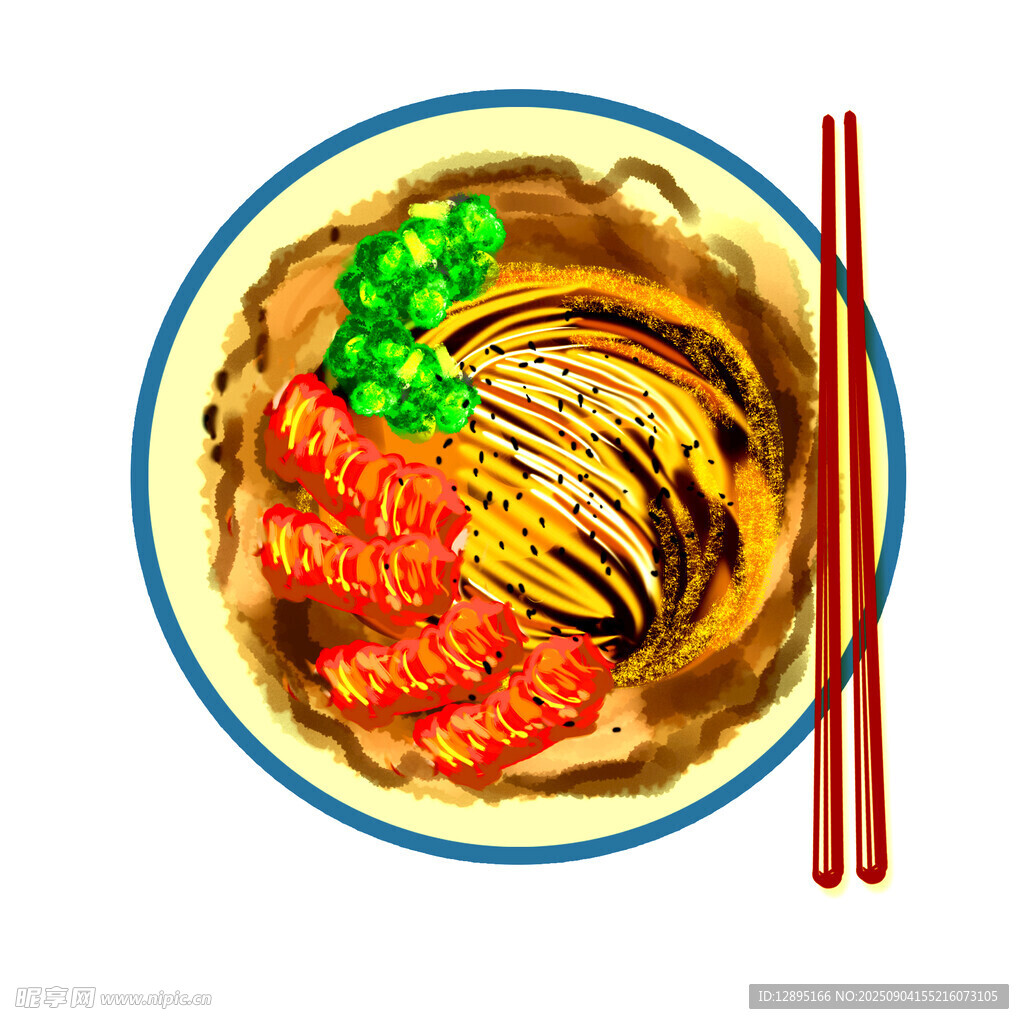 美味拉面配新鲜食材