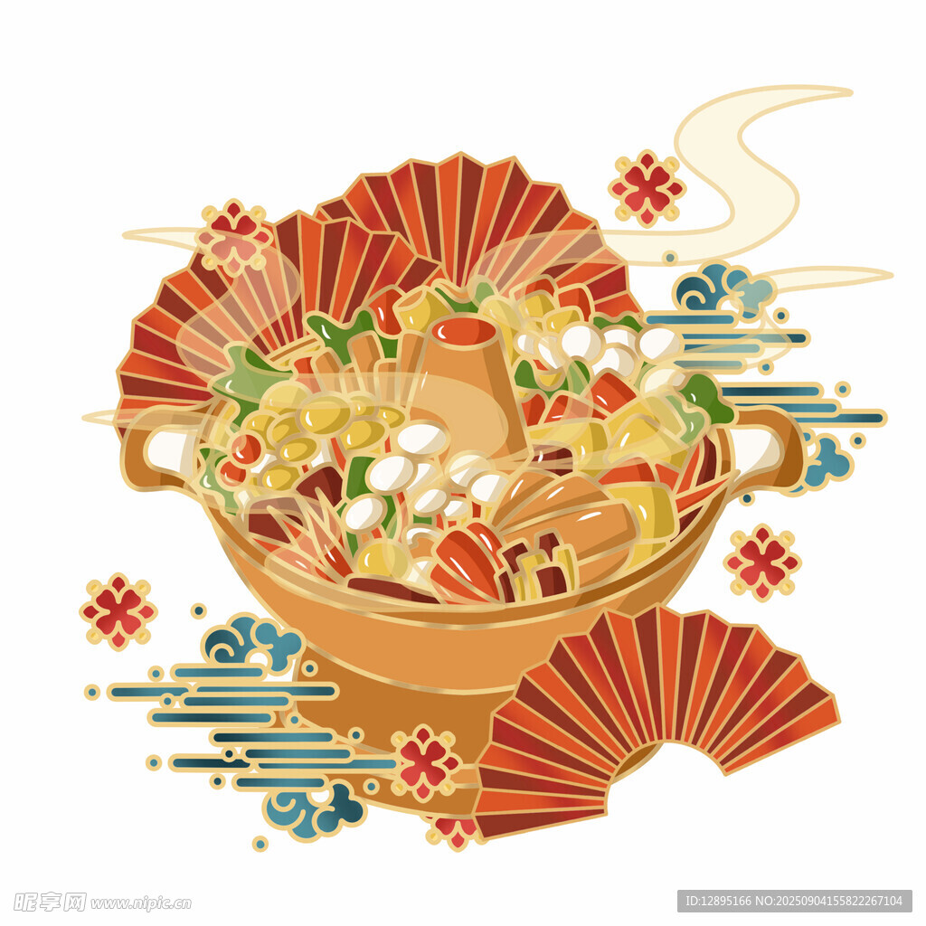 中式火锅美食插画
