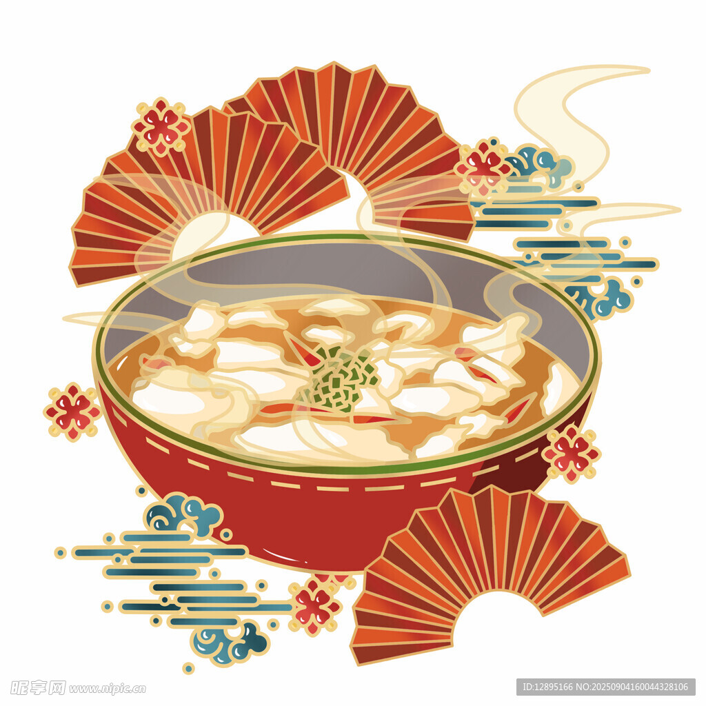 传统中式美食汤圆插画