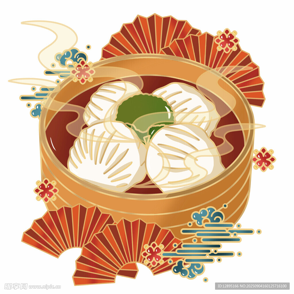 中式蒸笼里的美味包子