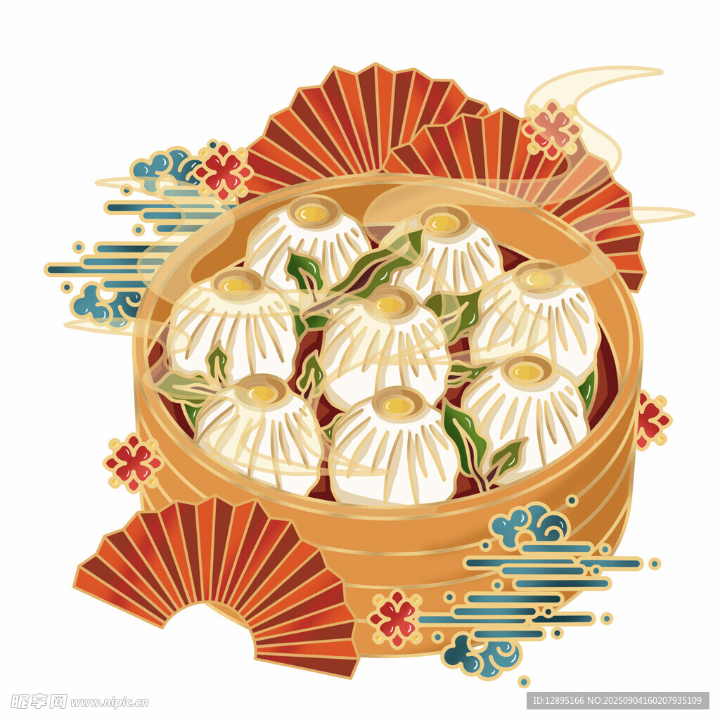 传统蒸笼里的美味小笼包