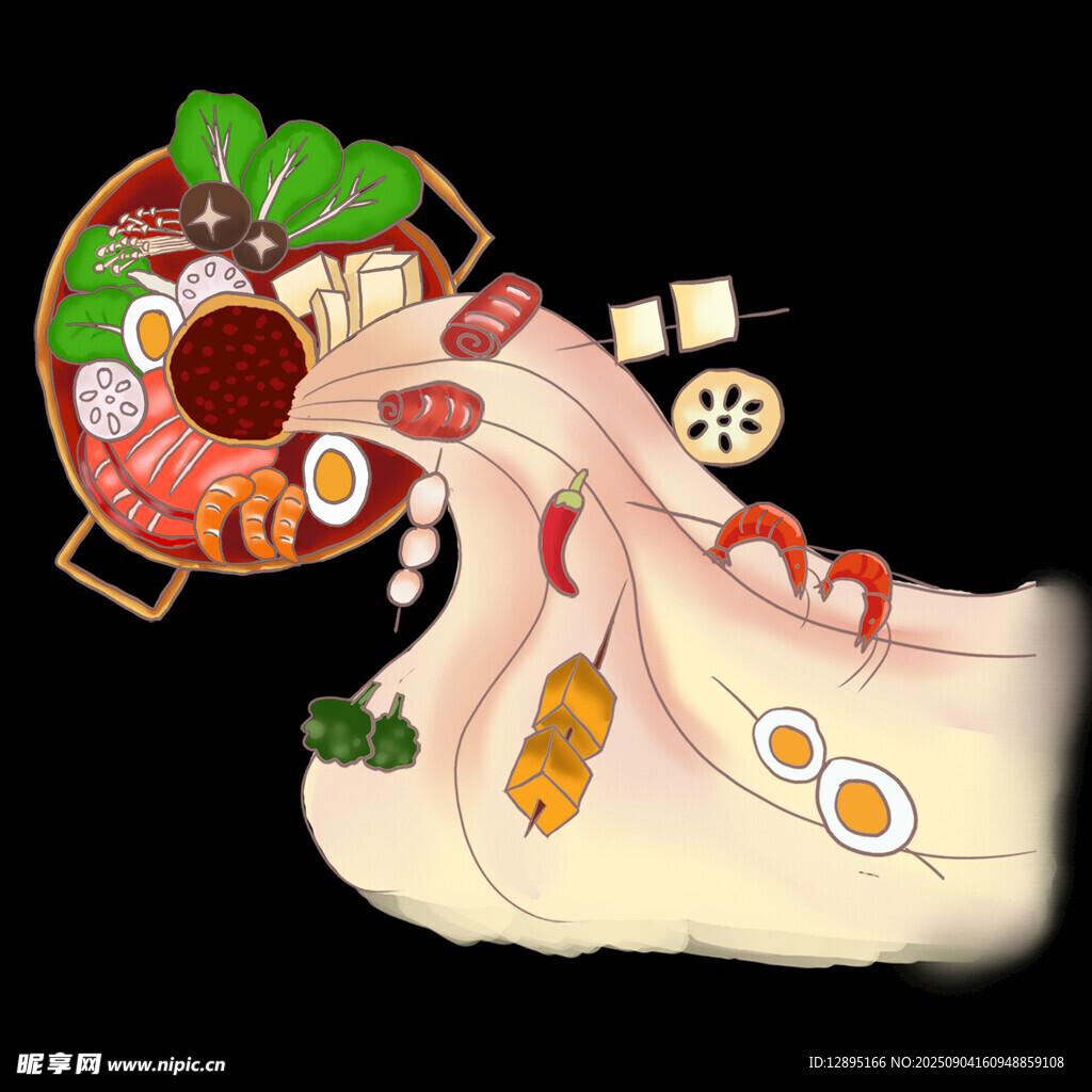 创意寿司摆盘美食插画