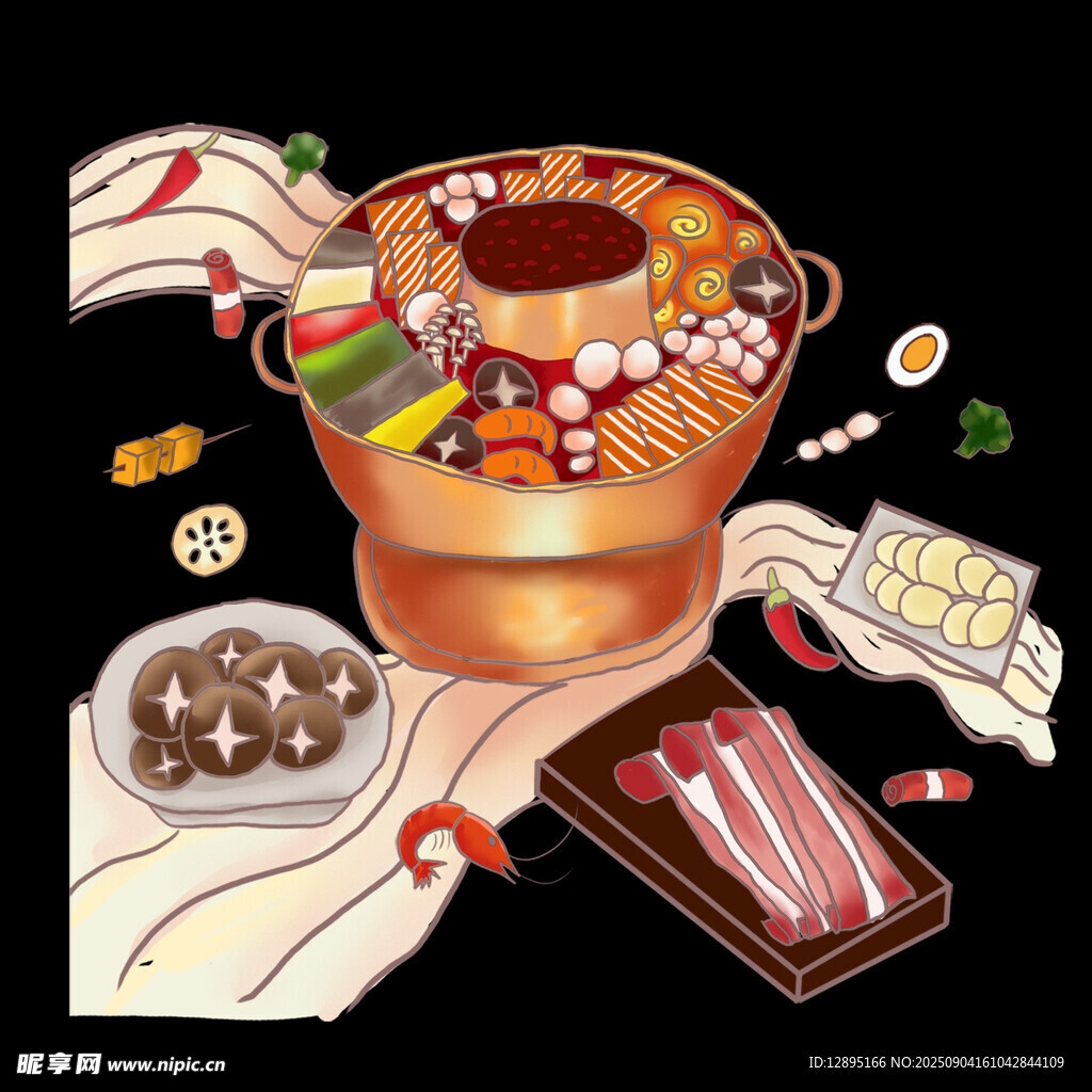 传统铜火锅食材丰富多样