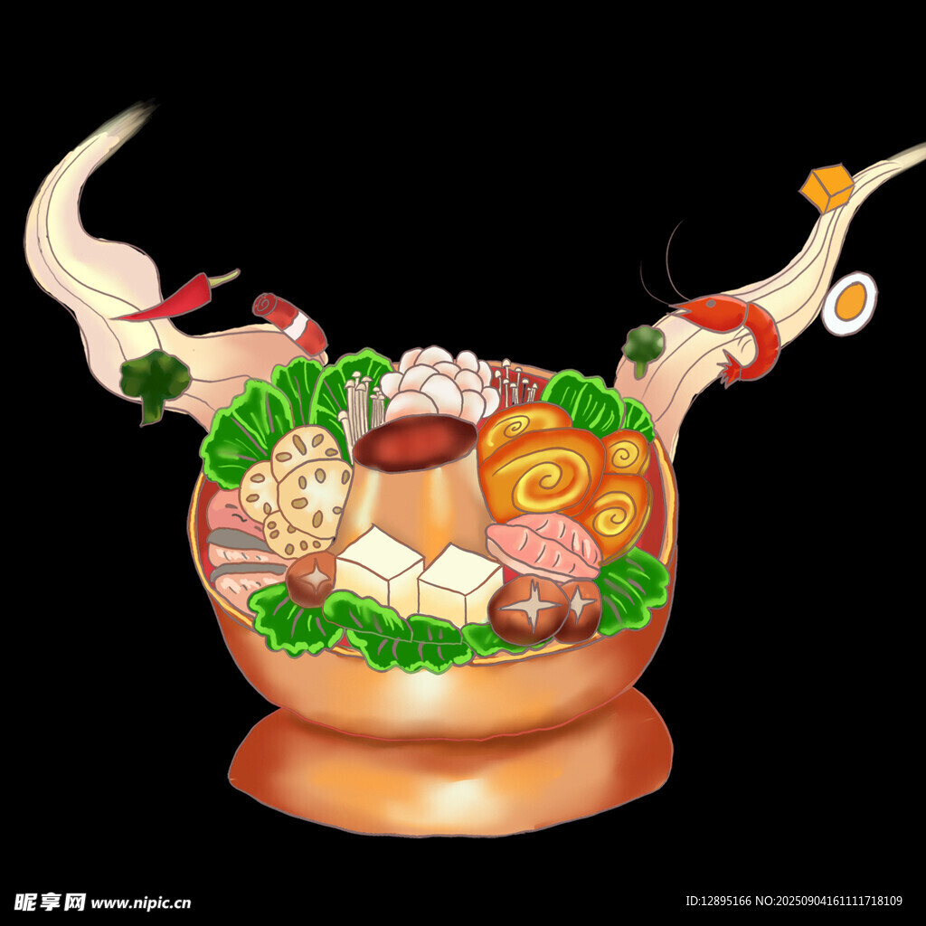 美味火锅食材丰富诱人