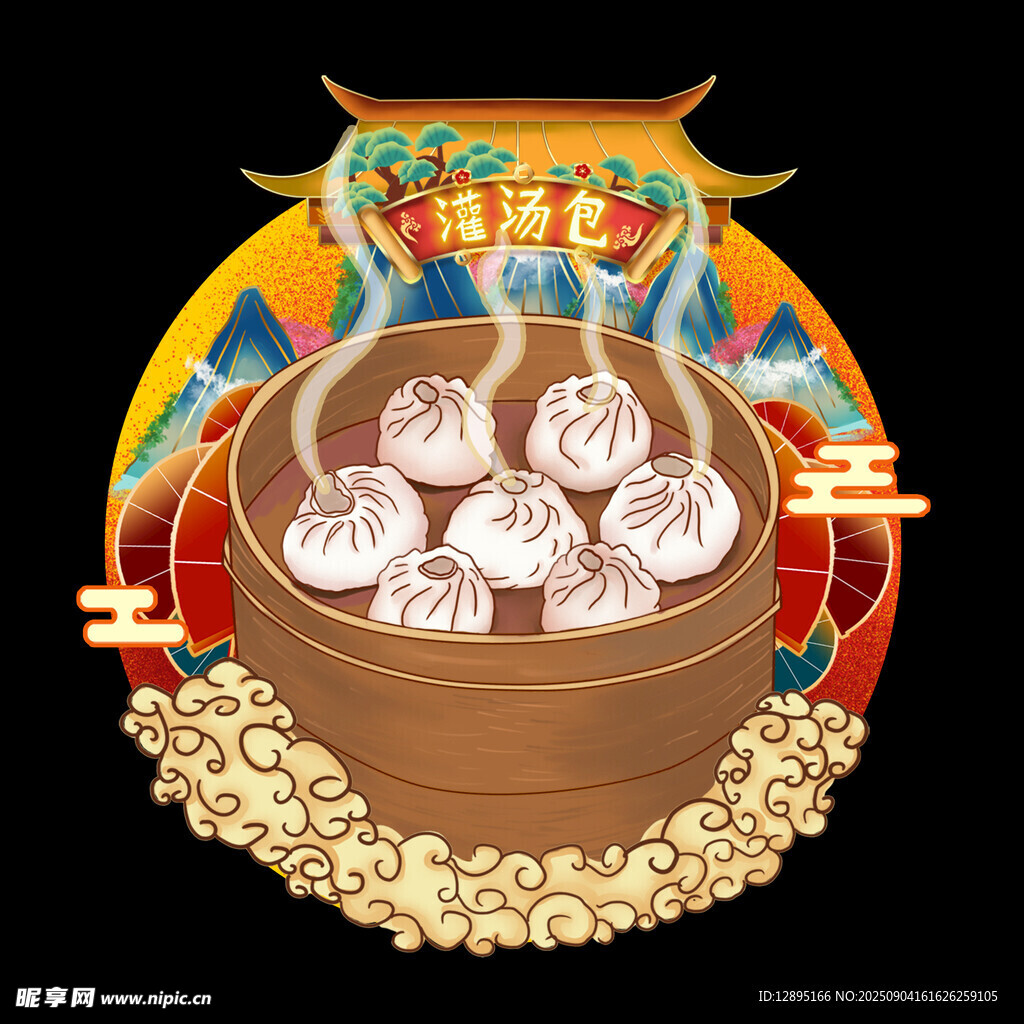 传统蒸笼里的美味包子