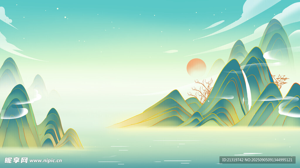 国潮山水背景