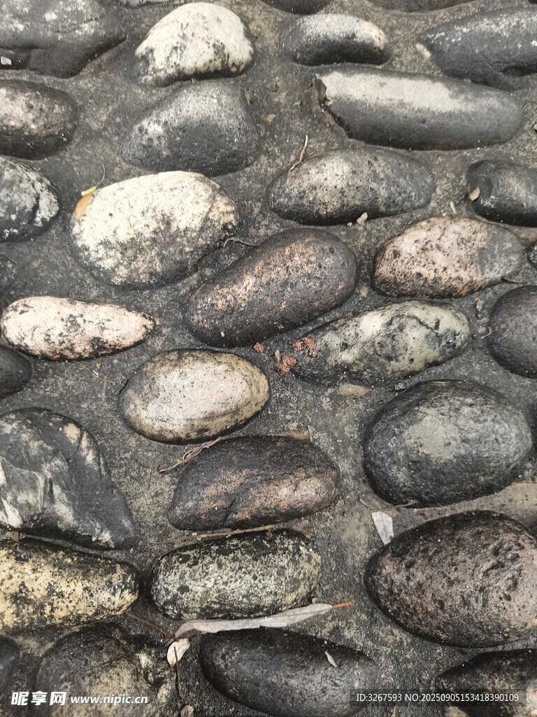 鹅卵石路面纹理特写