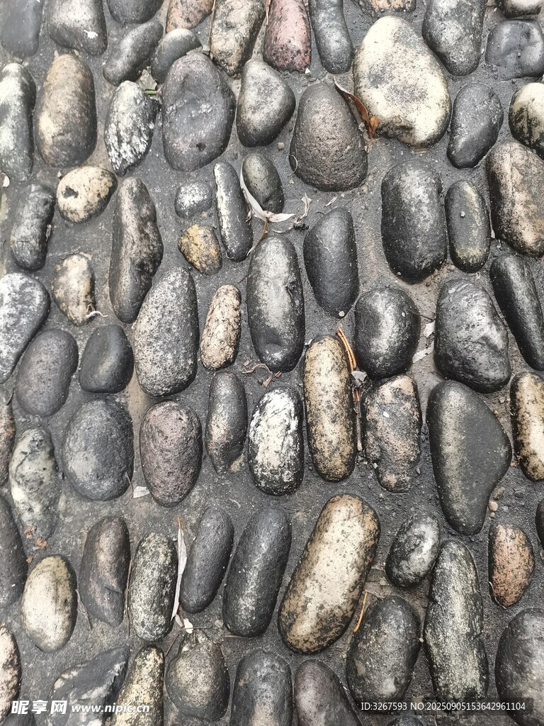 鹅卵石路面纹理特写