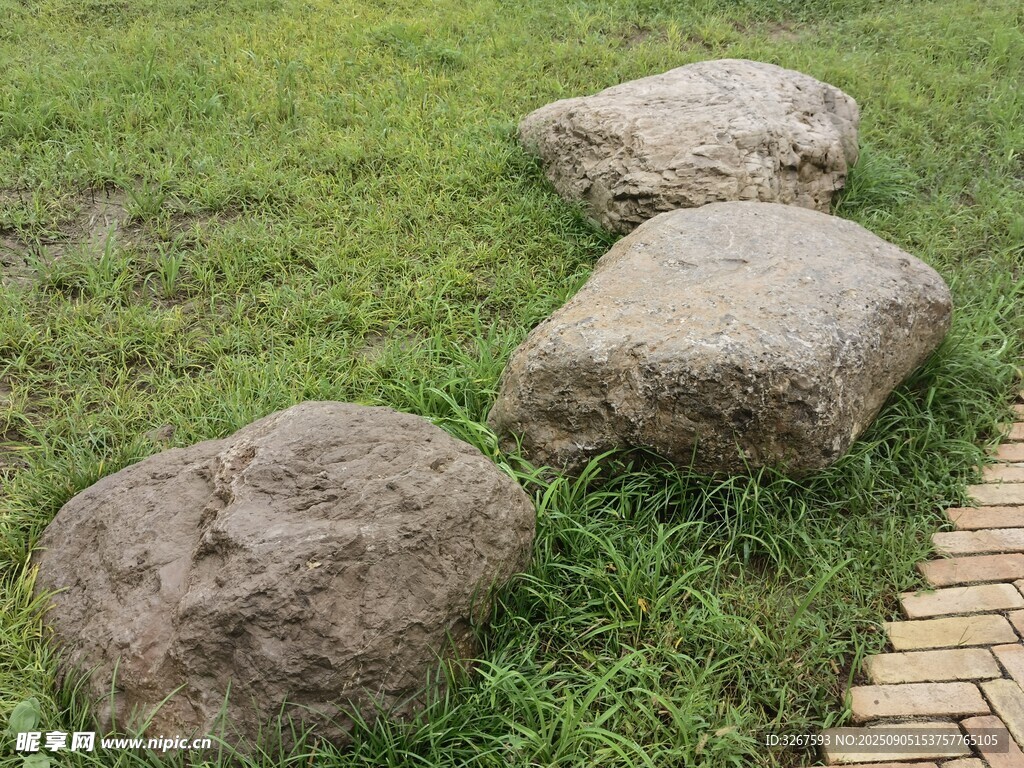 草地上的三块大石