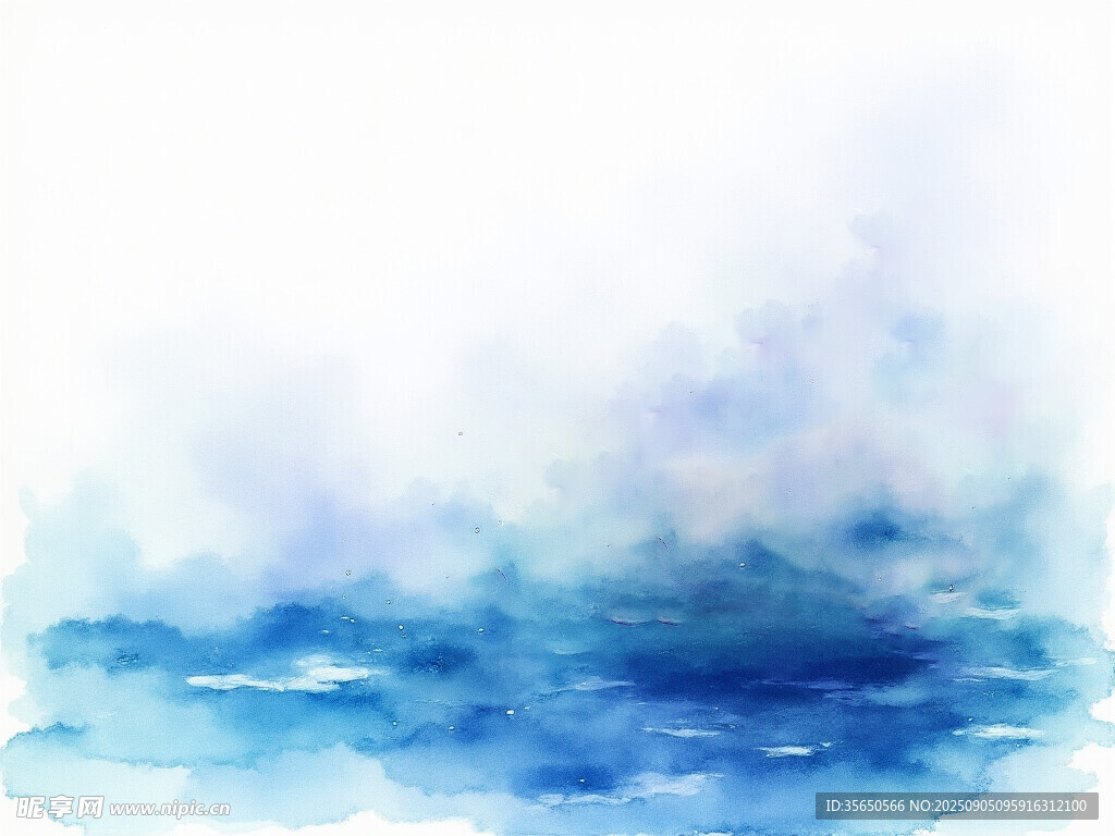 蓝色水彩晕染抽象背景图