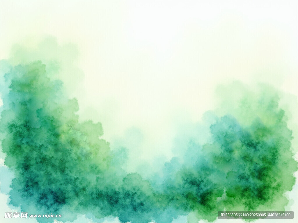 清新水彩风绿色背景图