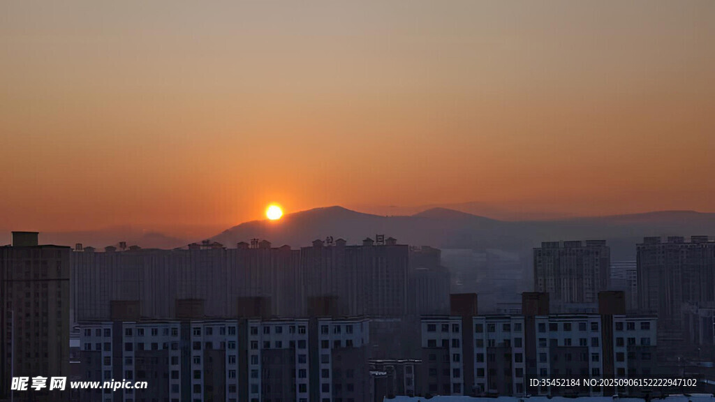 城市日落
