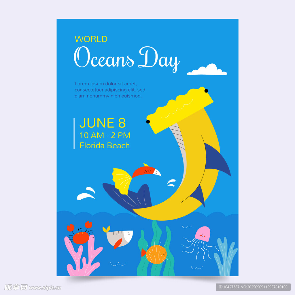 海洋日主题插画海报