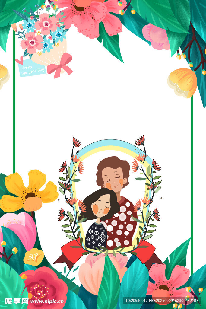 母亲节卡通小清新电商促销