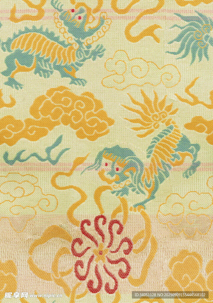 传统中式龙纹锦缎图案