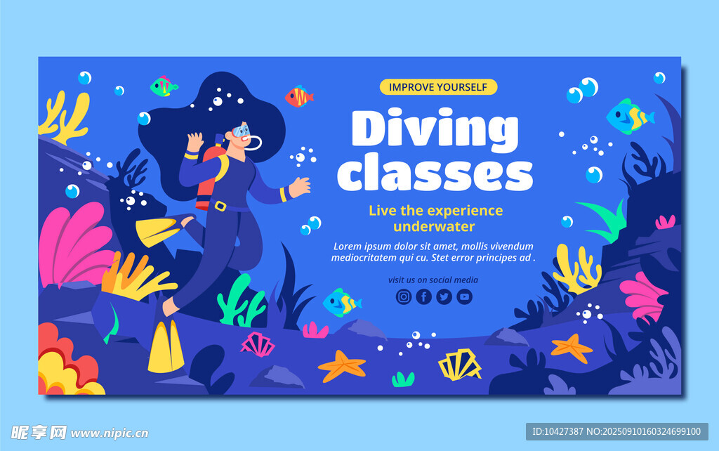 海底潜水课程宣传海报