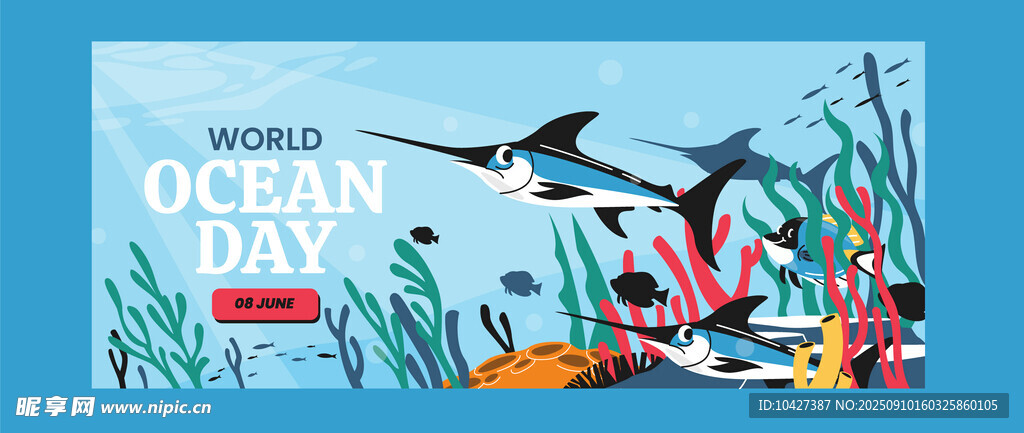 海洋动物插画 色彩缤纷