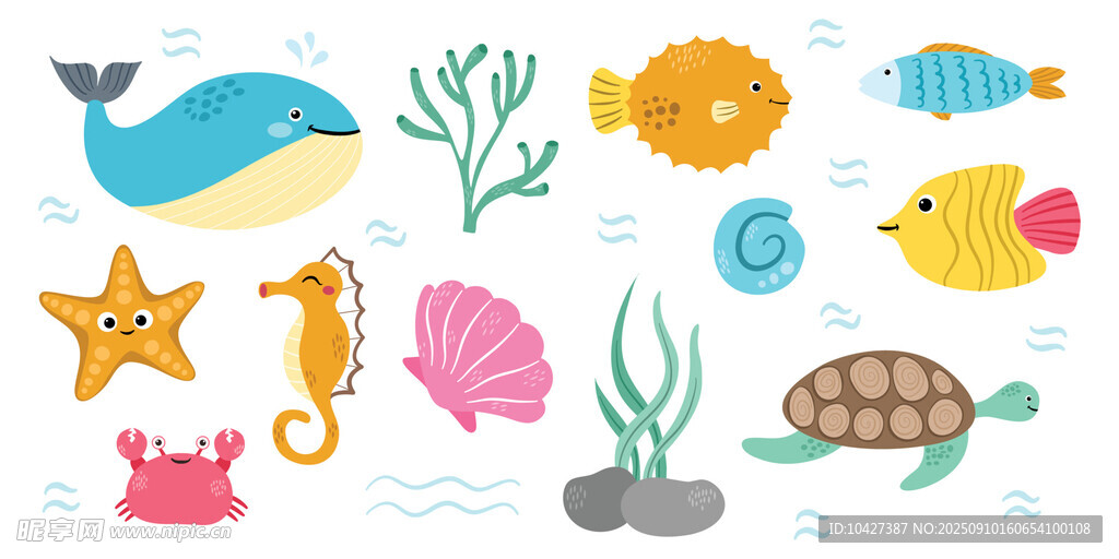 海洋生物可爱插画集合