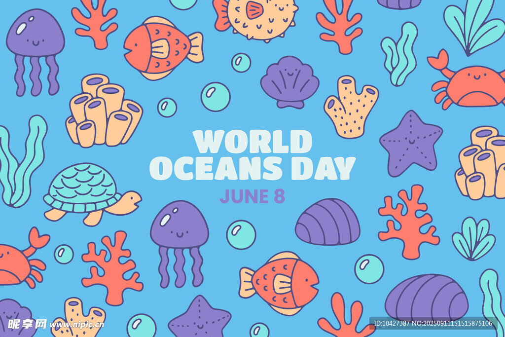 世界海洋日海洋生物插画