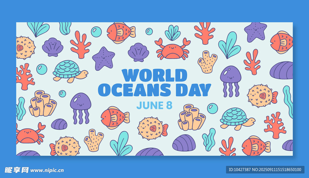 世界海洋日主题卡通图案