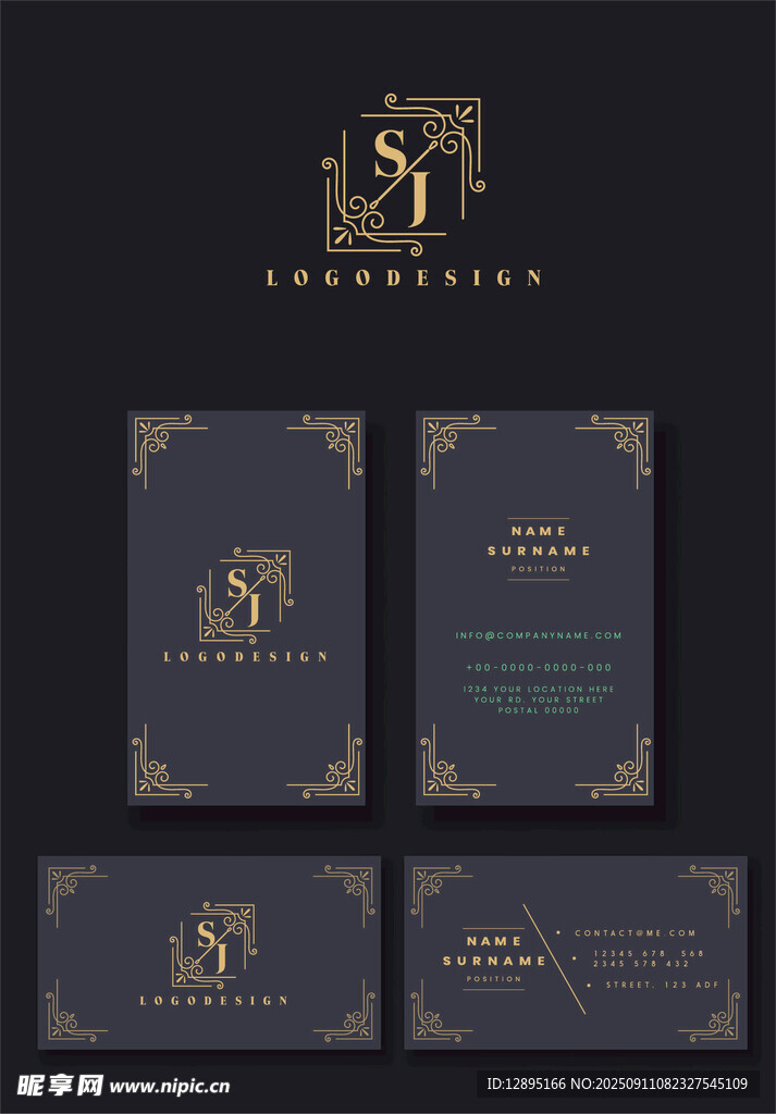 奢华黑金风名片设计模板