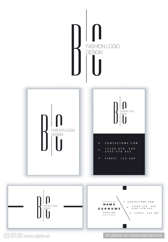 简约黑白字母标志设计模板