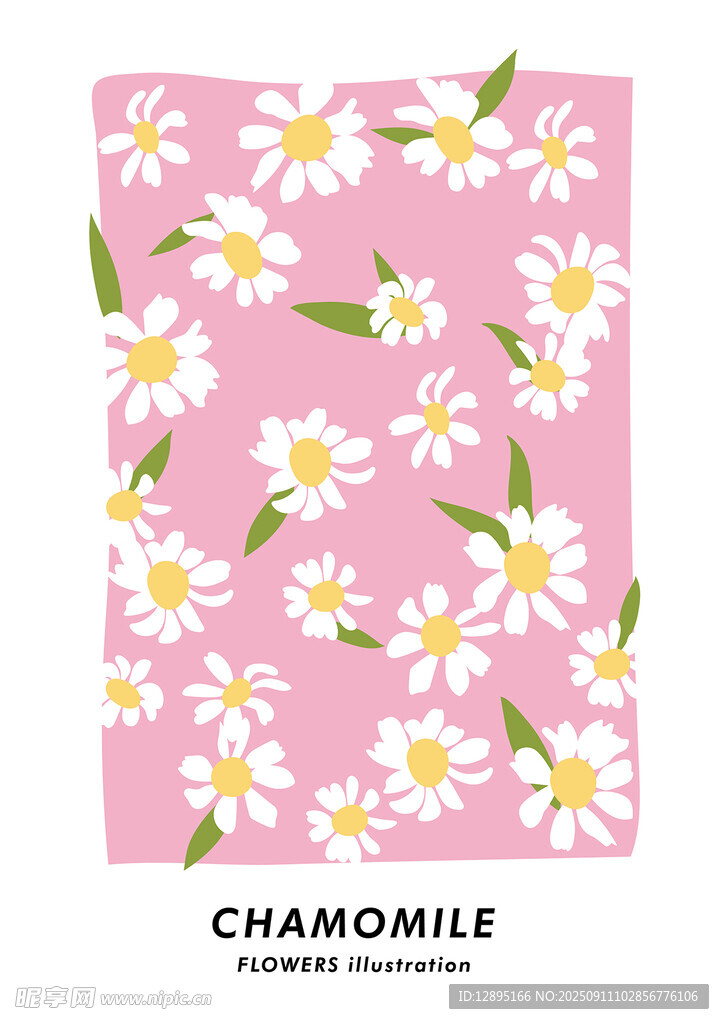 粉色雏菊图案印花设计