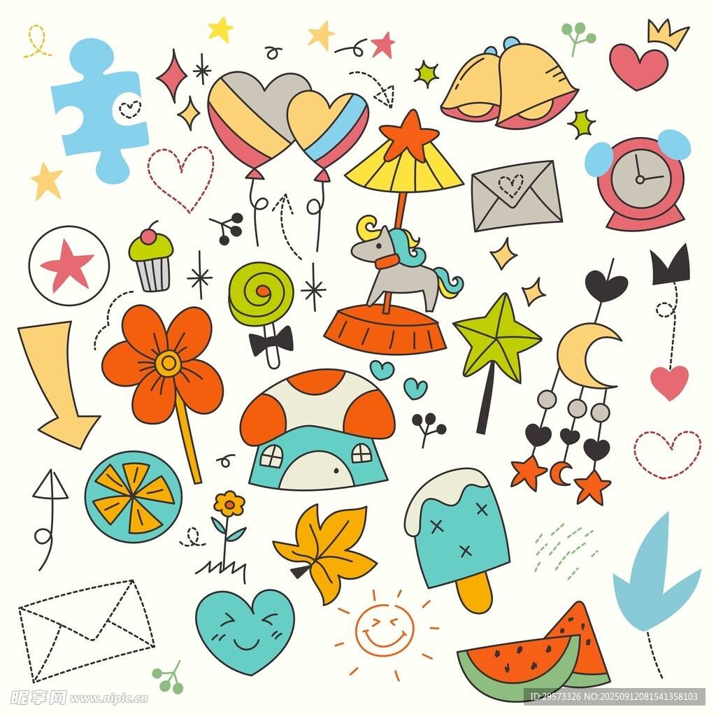 手绘可爱涂鸦元素集合