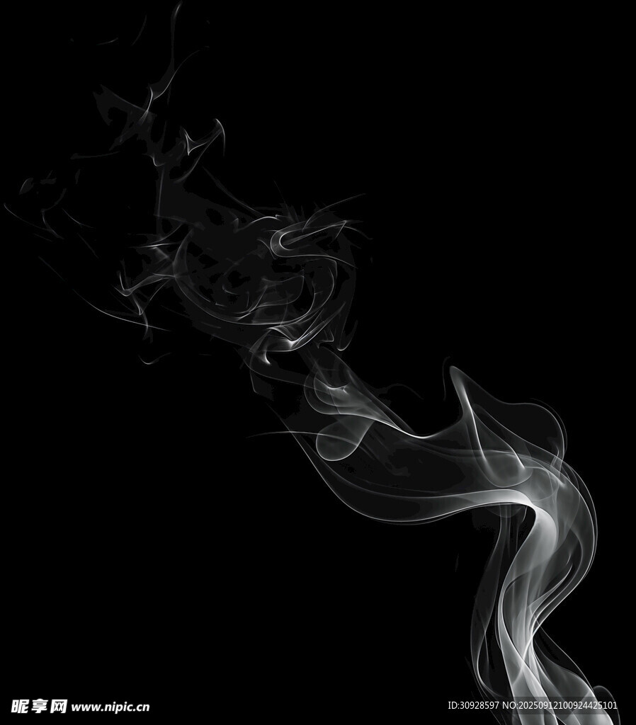 黑色背景下的飘逸烟雾