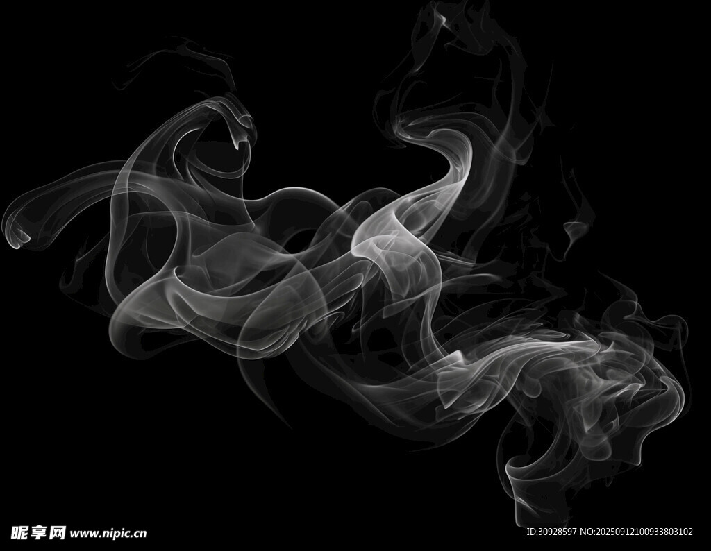 黑色背景上的飘逸烟雾