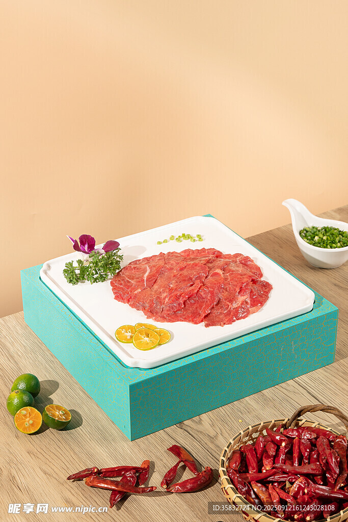 新鲜牛肉火锅食材拼盘