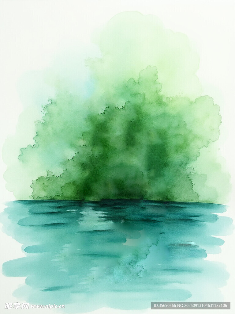 水彩绘就的绿意