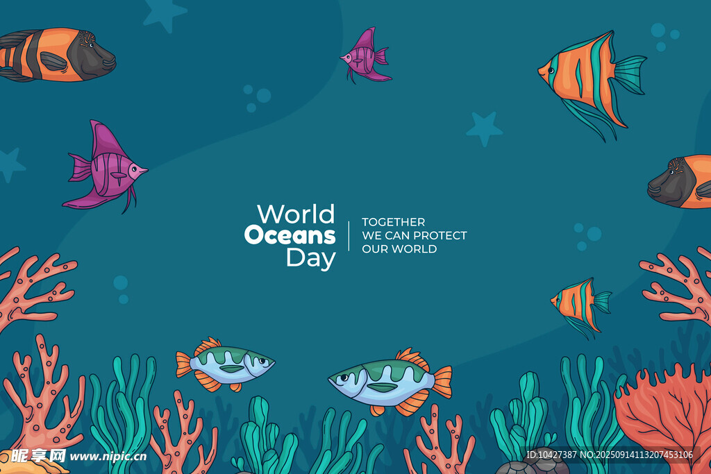 海底多彩鱼儿与珊瑚景观