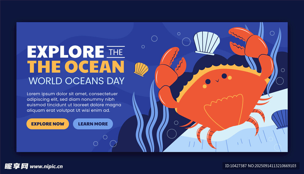 探索海洋的可爱螃蟹