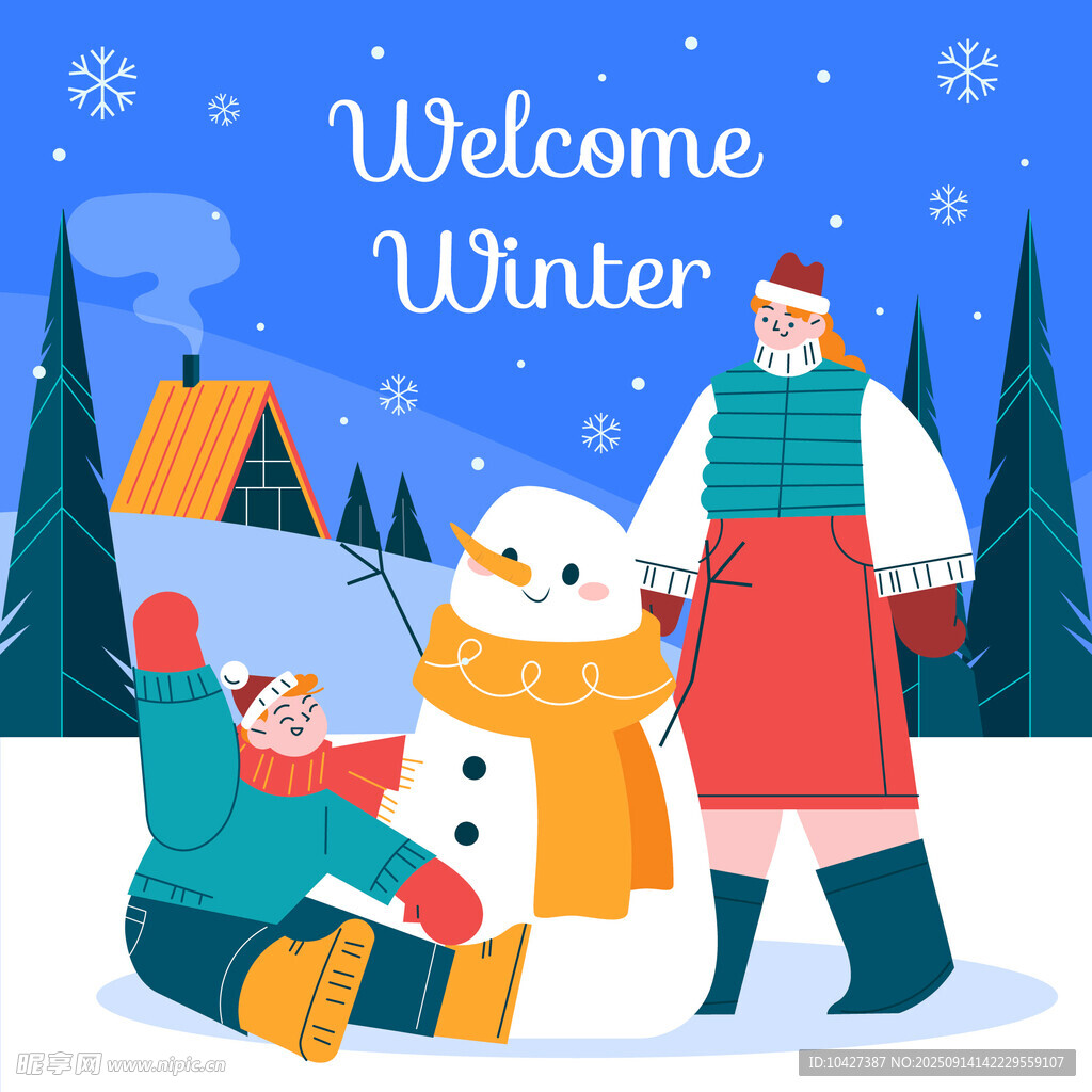 与雪人温馨相伴