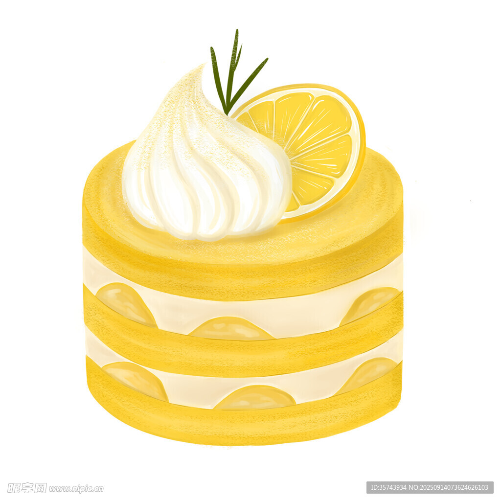 柠檬奶油蛋糕插画
