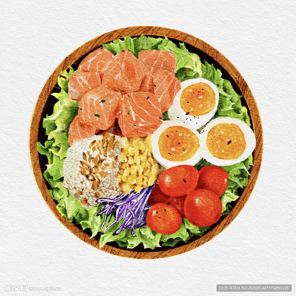 美味营养的三文鱼蔬菜沙拉