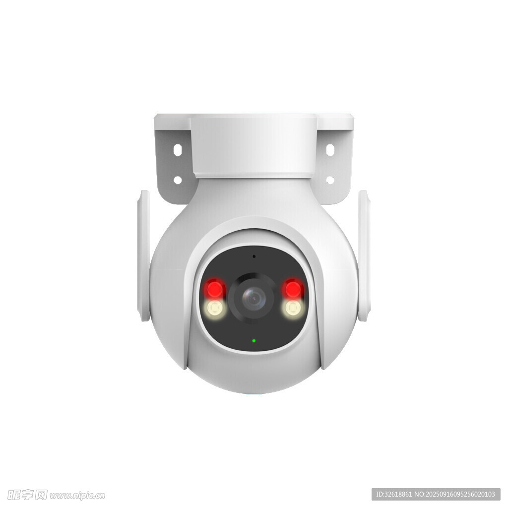 银色监控摄像头特写