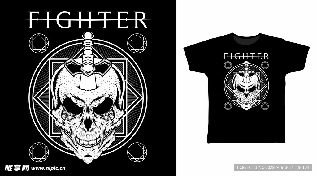 骷髅图案T恤设计