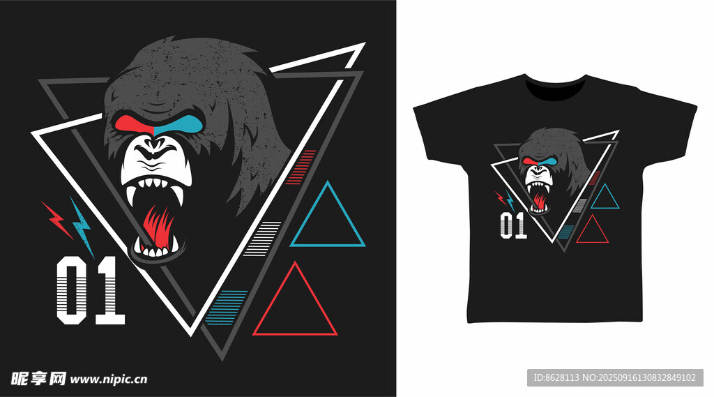 个性摇滚风T恤设计图案