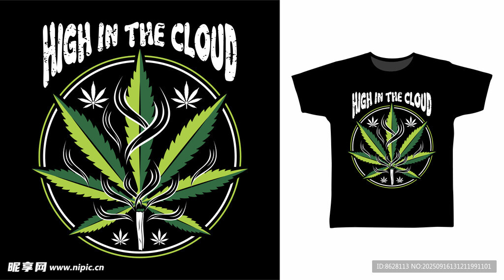 大麻主题T恤图案展示