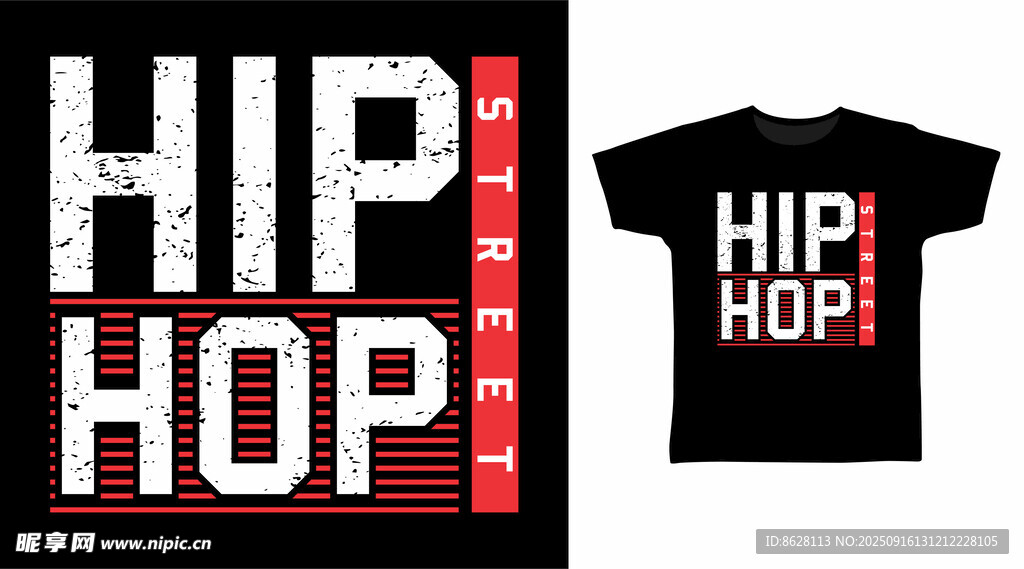 嘻哈风格T恤展示