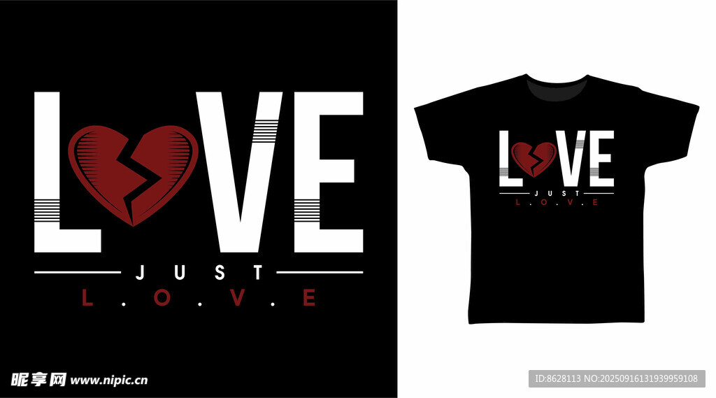 爱心字母T恤设计图案