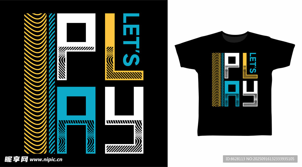 趣味字母T恤设计图案