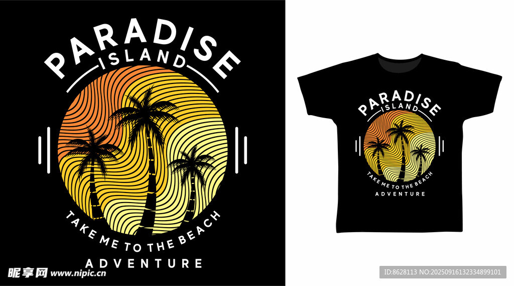 热带风情T恤图案设计